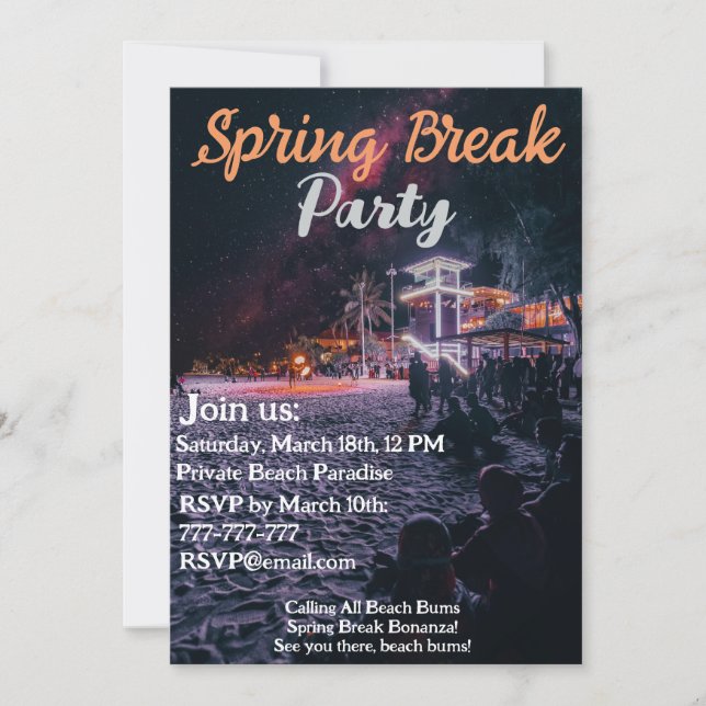 Invitation Neon Glow Up : Vibes tropicales Spring Break Party (Devant)