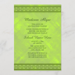 Invitation Neon Green Floral Design College Trunk Party