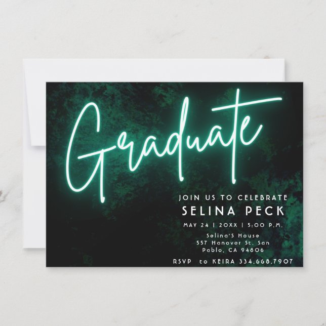 Invitation Neon Green Graduation Party (Devant)