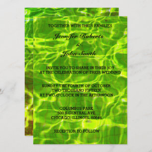 Invitation Neon Green Mariage Water Abstrait Artiste lumineux