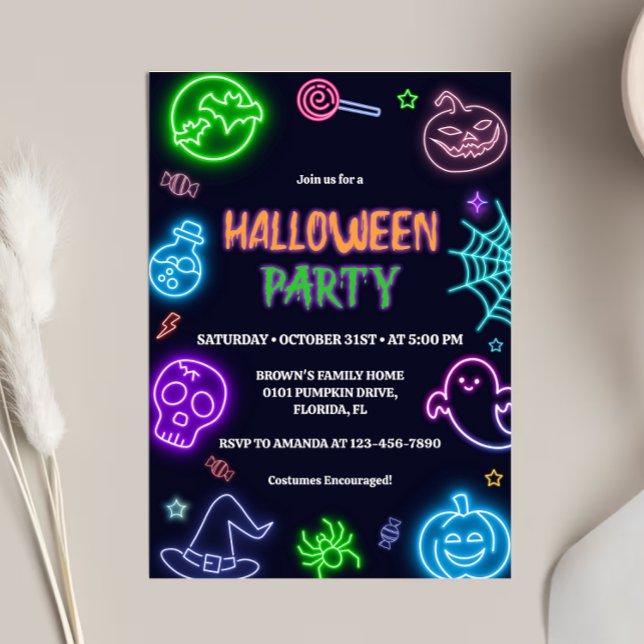 Invitation Neon Halloween (Créateur téléchargé)