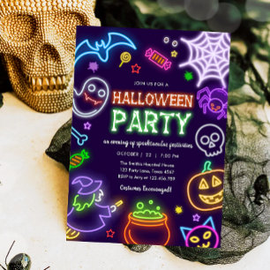 Invitation Neon Halloween Party Glow in the Dark Spooktacular
