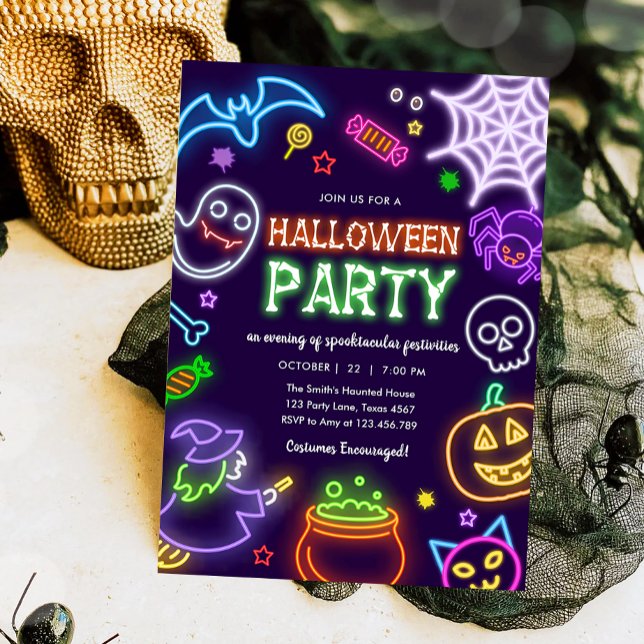 Invitation Neon Halloween Party Glow in the Dark Spooktacular (Créateur téléchargé)