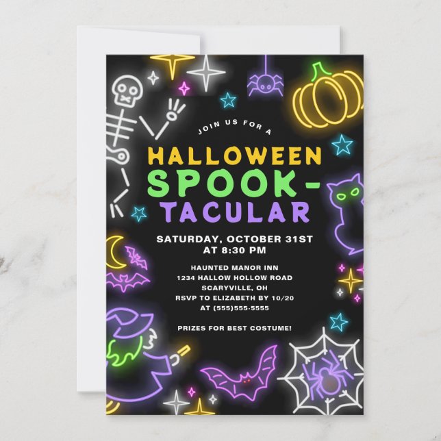 Invitation Neon Halloween Spooktacular (Devant)