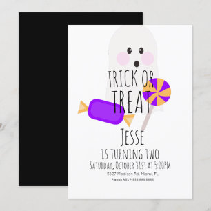 Invitation Neon Halloween Trick or Treat Fantôme Anniversaire