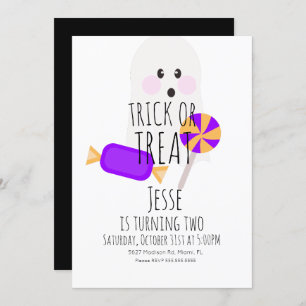 Invitation Neon Halloween Trick ou Treat Ghost Anniversaire