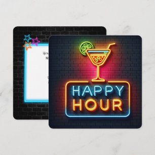 Invitation Neon Happy Hour Party
