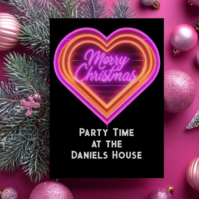 Invitation Neon Joyeux Noël Party (Créateur téléchargé)