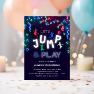 Invitation Neon Jump Trampoline Anniversaire de enfant Party