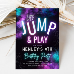 Invitation Neon Jump   Trampoline Party