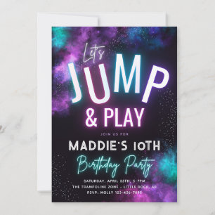 Invitation Neon Jump   Trampoline Party