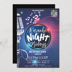 Invitation Neon Karaoke Night Event Party Bar Club Flyer B
