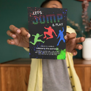 Invitation Neon Kids Trampoline Park fête d'anniversaire