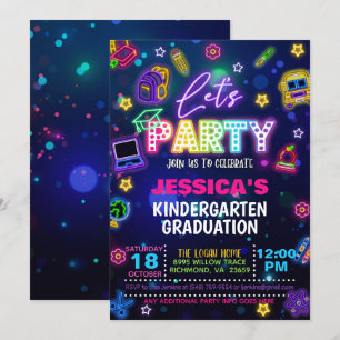 Invitation Neon Kindergarten/PreK/Preschool Graduation
