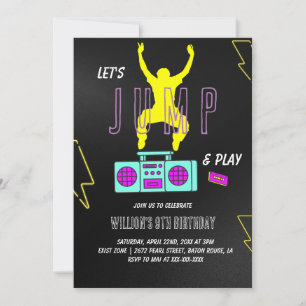 Invitation Neon Let's Jump Anniversaire de enfant Party