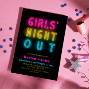 Invitation Neon Lights Girls Night Out Bachelorette Party