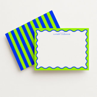 Invitation Neon Lime & Electric Blue Wavy Note Card