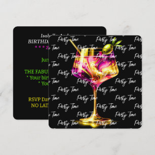 Invitation Neon Modern Party Time Personnalisé