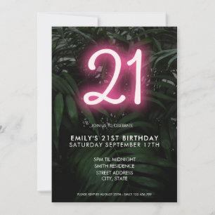 Invitation Neon moderne 21e anniversaire