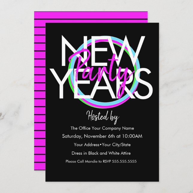 Invitation Neon New Years Company Event 2021 (Devant / Derrière)
