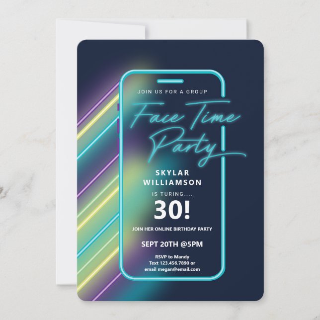 Invitation Neon Nightlife Vibe en ligne Groupe Vidéo Conversa (Devant)