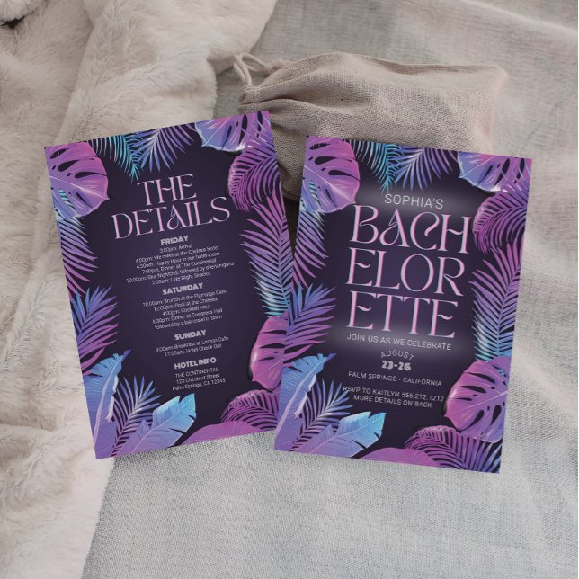 Invitation Neon Palm Tropical Bachelorette Party (Créateur téléchargé)