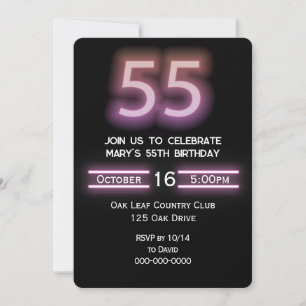Invitation Neon Pink 55e fête d'anniversaire