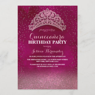 Invitation Neon Pink Confetti Tiara Parties scintillant de la