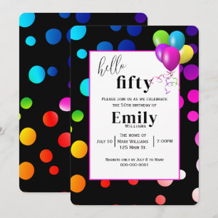 Invitation Neon Pois pour la fête du 50e anniversaire