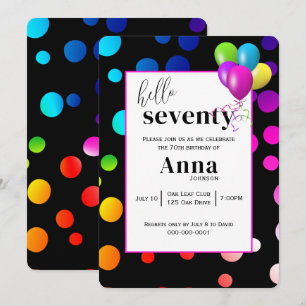 Invitation Neon Pois pour la fête du 70e anniversaire