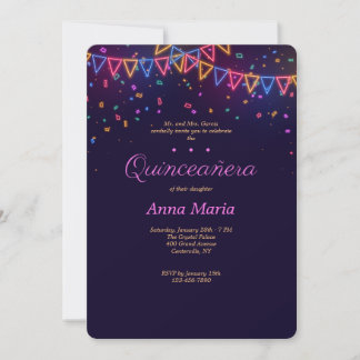 Invitation néon pour Quinceañera