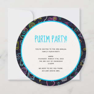 Invitation Neon Purim