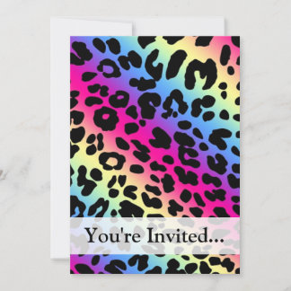 Invitation Neon Rainbow Leopard Motif Imprimer