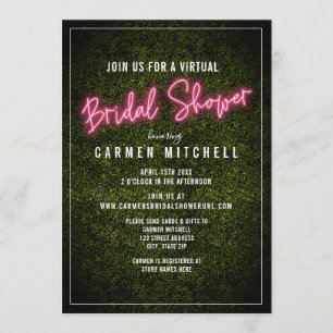 Invitation Neon rose Fête de l'mariée virtuel