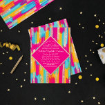 Invitation Neon rose Turquoise Jaune Parties scintillant or P<br><div class="desc">Cette invitation à fêter un sweet sixteen d'anniversaire girly, cool et artistique est parfaite pour la saison estivale. Il présente des touches de peinture bleu marine peintes à la main rose néon, jaune et aqua turquoise avec des touches de parties scintillant or brillant imbriquées. C'est moderne, joli, tendance et artistique,...</div>
