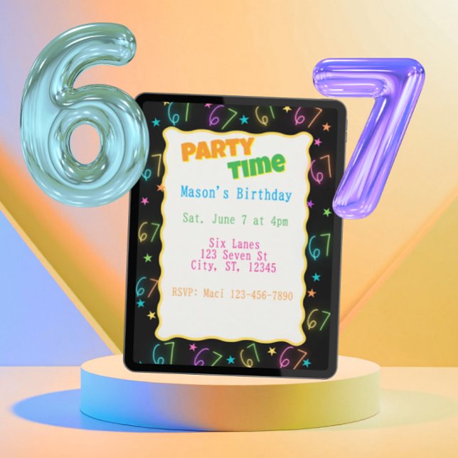 Invitation Neon Six Seven Anniversaire (Créateur téléchargé)