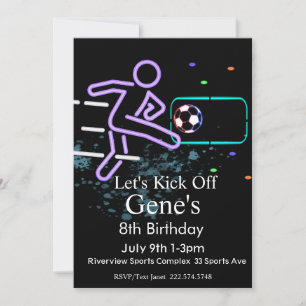 Invitation Neon Soccer Anniversaire, Football Anniversaire, F