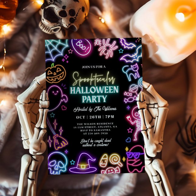 Invitation Neon Spooktacular Halloween (Créateur téléchargé)