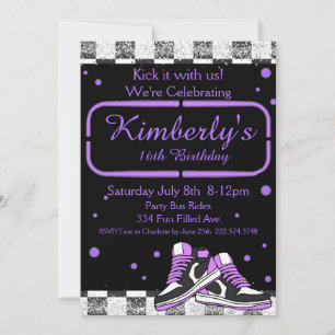 Invitation Neon violet Basket Anniversaire, Parties scintilla