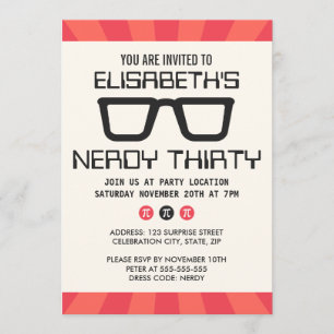 Invitation Nerdy 30 ans avec des lunettes geky