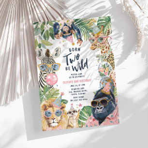 Invitation Nés pour être sauvages Animaux de safari 2ème anni