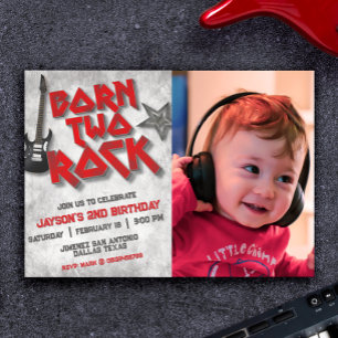 Invitation Nés pour la musique rock avec photo paysage