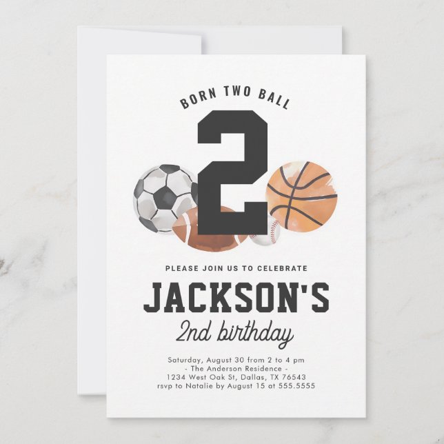 Invitation Nés pour le sport - 2e anniversaire (Devant)