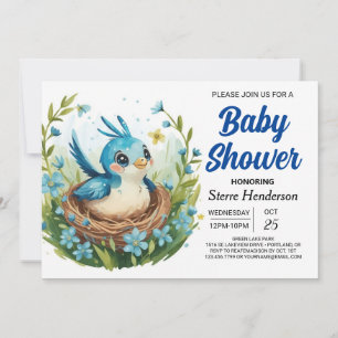 Invitation Nest Bohemian Whimsical Bird Boy Baby shower