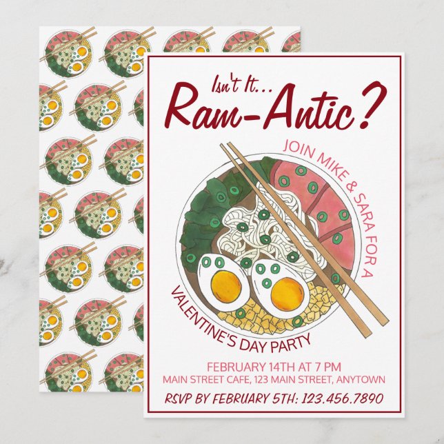 Invitation N'est-ce pas une Saint-Valentin Ram-antique (Roman (Devant / Derrière)