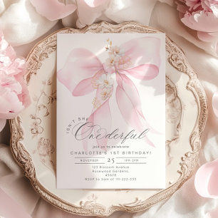 Invitation N'est-elle pas magnifique Bow rose fille 1er anniv