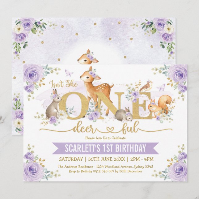 Invitation N'est-elle pas un seul cerf Lilac Woodland 1er ann (Devant / Derrière)