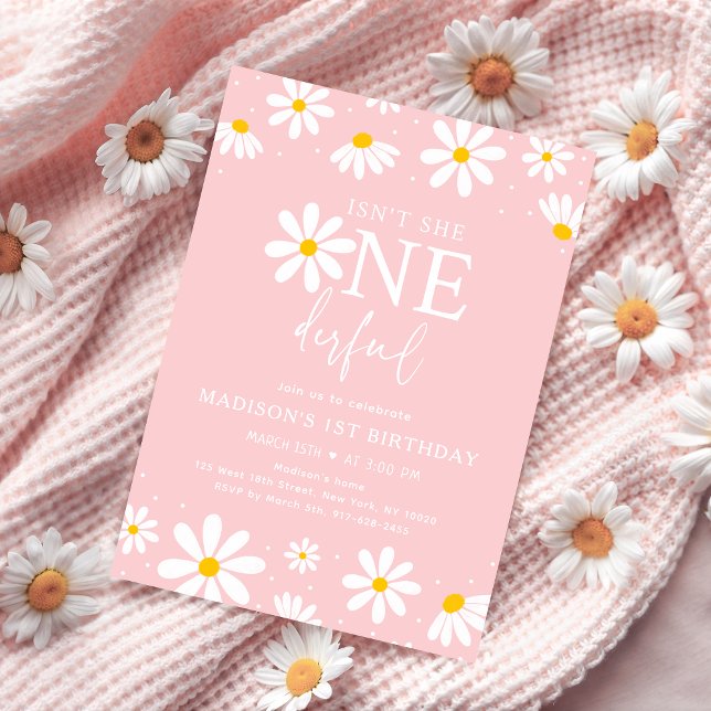 Invitation N'est-elle pas UNderful Boho Rose Daisy premier an (Créateur téléchargé)