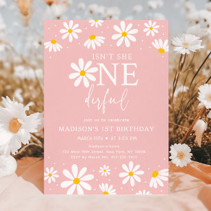 Invitation N'est-elle pas UNderful Boho Rose Daisy premier an