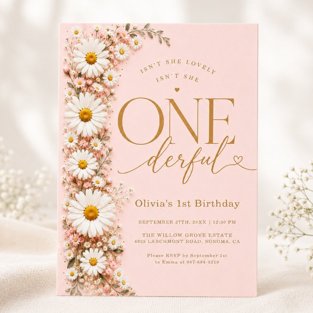 Invitation N'est-elle pas UNefabuleuse Fleur Daisy 1er Annive (Créateur téléchargé)
